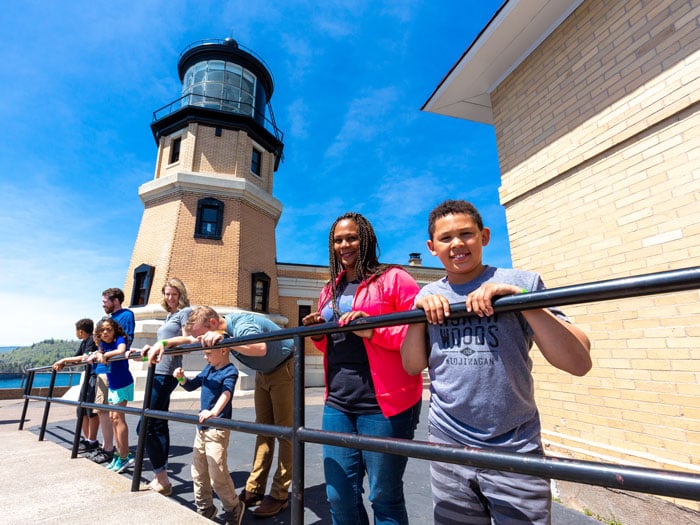 A family at Split Rock Lighthouse historic site.